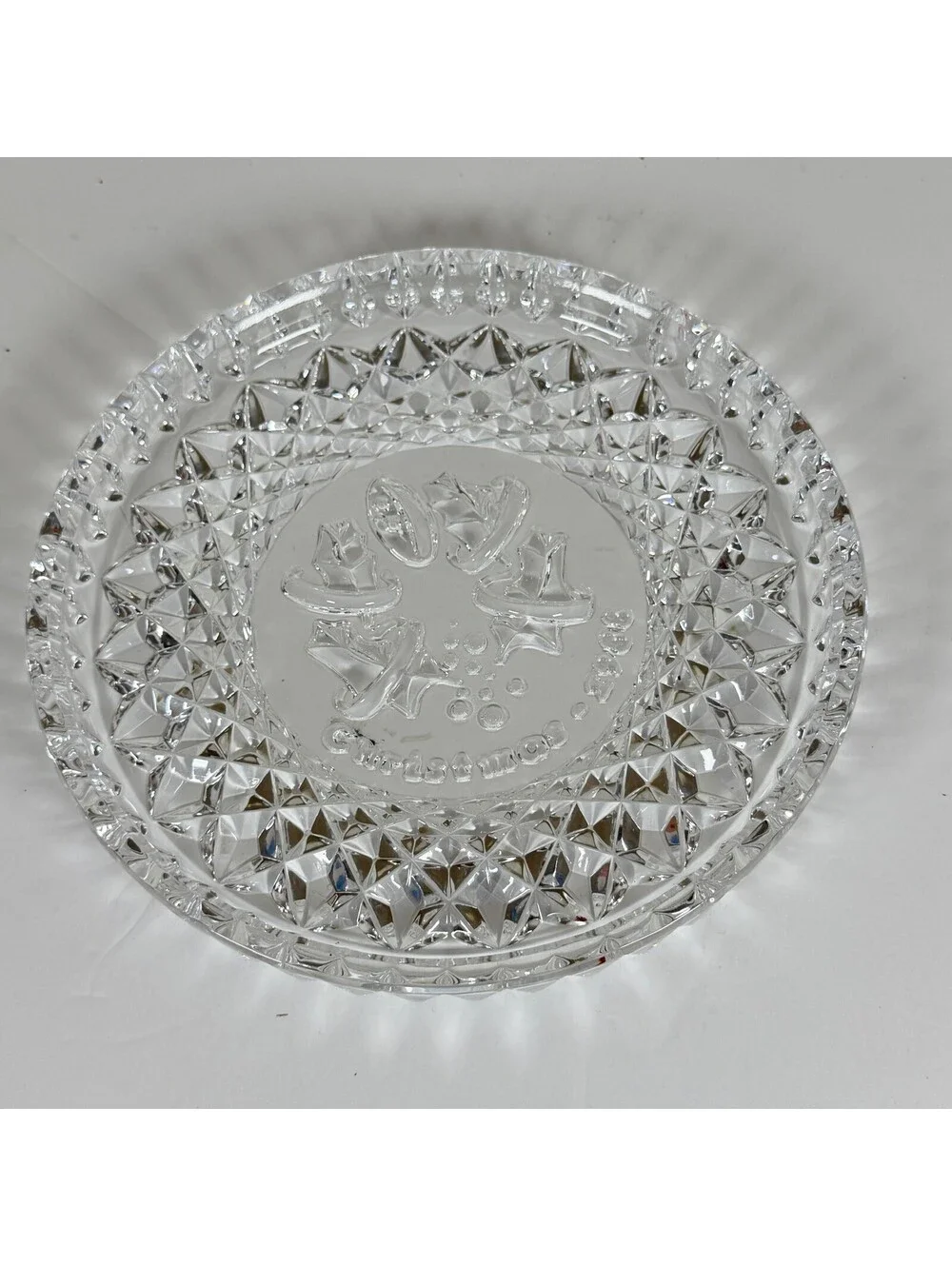 Christmas 2008 Decorative Glass Plate Holly Berry Pattern Clear Storage S-3